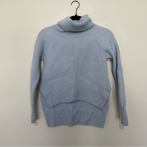 Aritzia Wilfred free pale blue lin turtle neck high low sweater sz.XXS womens - Picture 1 of 3